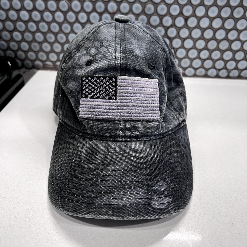 American Flag Embroidered Patch Hat Cap Strap Back Gray‎ Outdoor Cap Adjustable